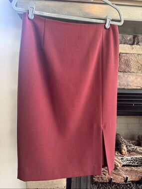 Preston & York Brick Red Pencil Skirt with Side Slit
